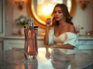 Elegancki mężczyzna w granatowej marynarce i beżowych spodniach w plenerowej scenerii weselnej.